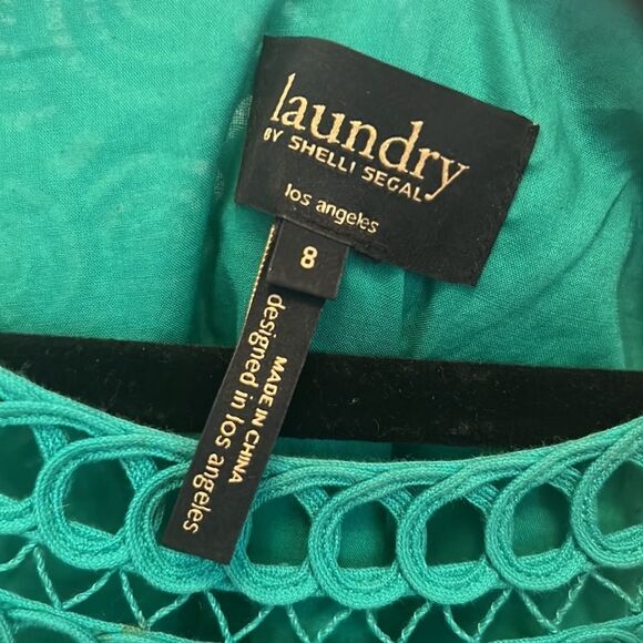 Laundry by Shelli Segel Green Dress Scalloped Crochet Sleeveless Sheath Mini - Picture 9 of 11